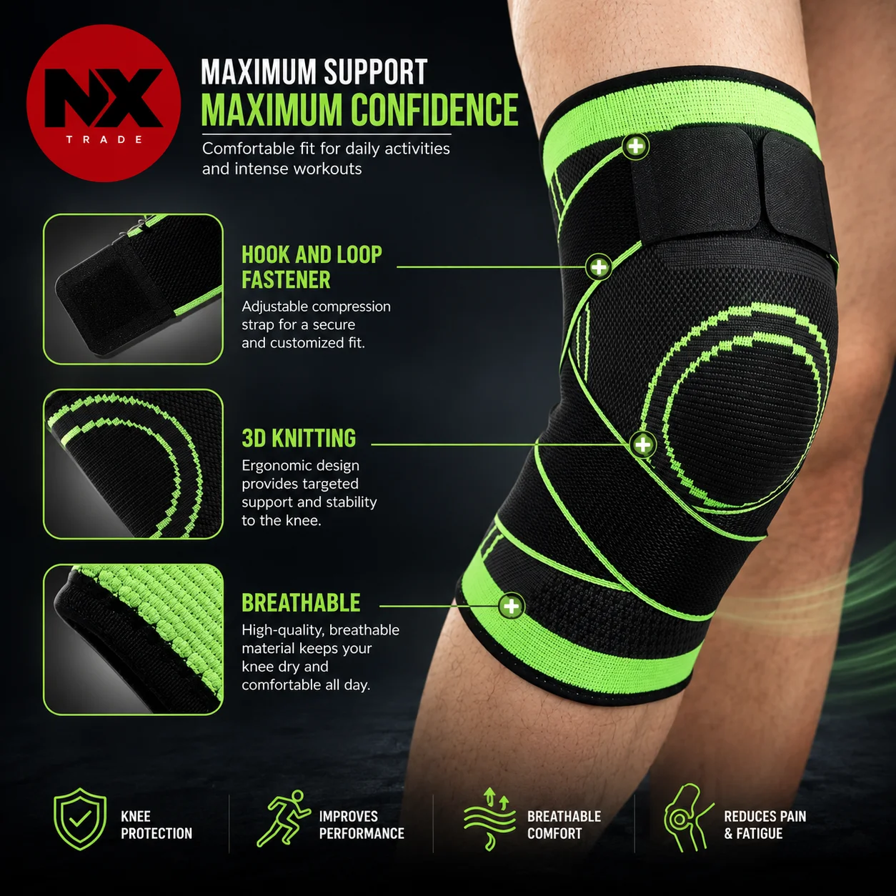 Premium 3D Adjustable Knee Support Brace - Image 4