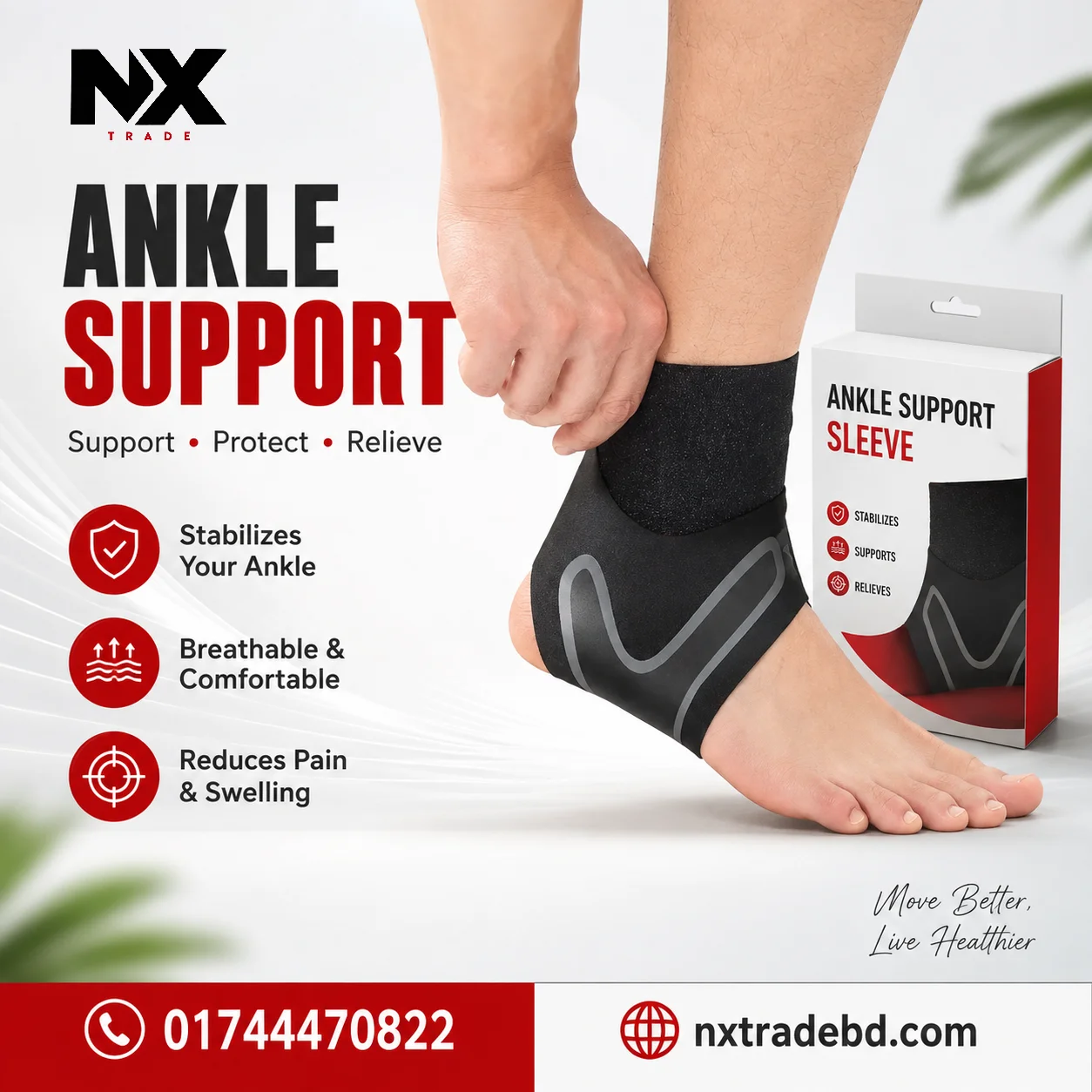 Plantar X Wrap Adjustable Ankle Support Sleeve - Image 4