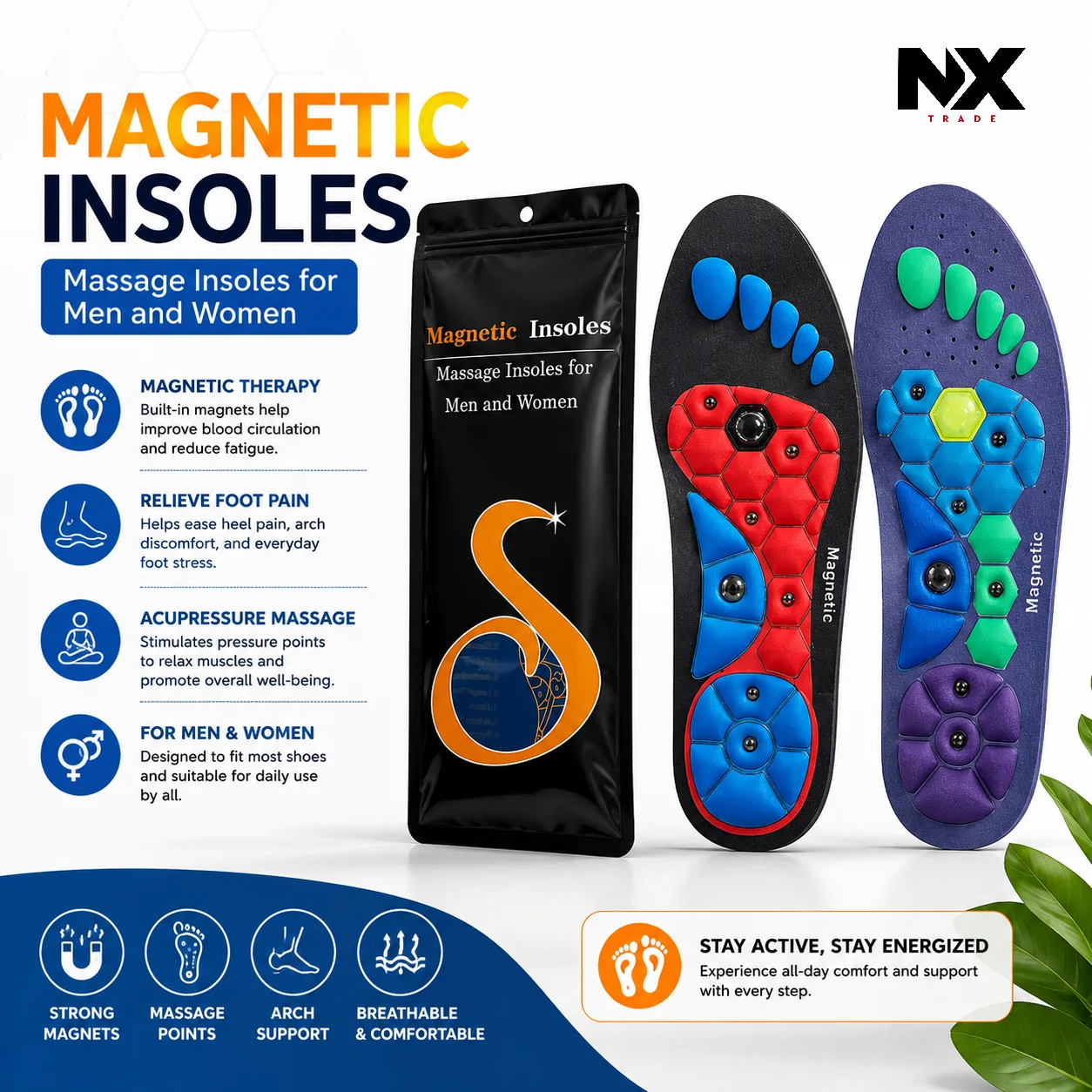 Premium Magnetic Acupressure Massage Insoles